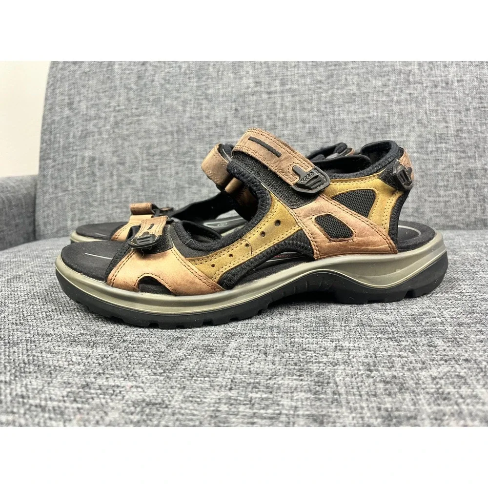 Ecco Yucatan Mens Sandals Bison Black Leather Sport Hiking 41 EU US 7 Outdoors